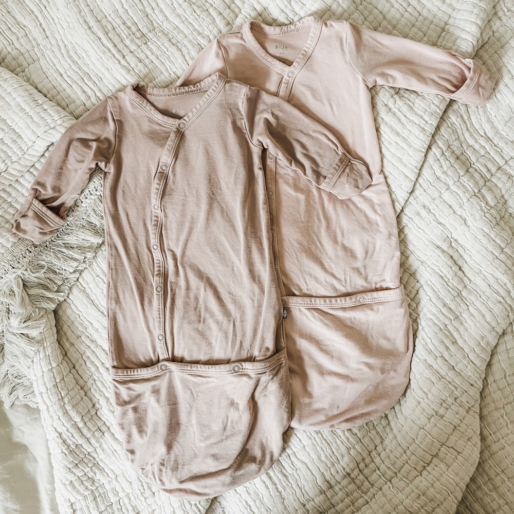 Kyte Baby Bamboo Bundler Sleep Bag Footie Pajamas Hand Cover Mittens in Blush